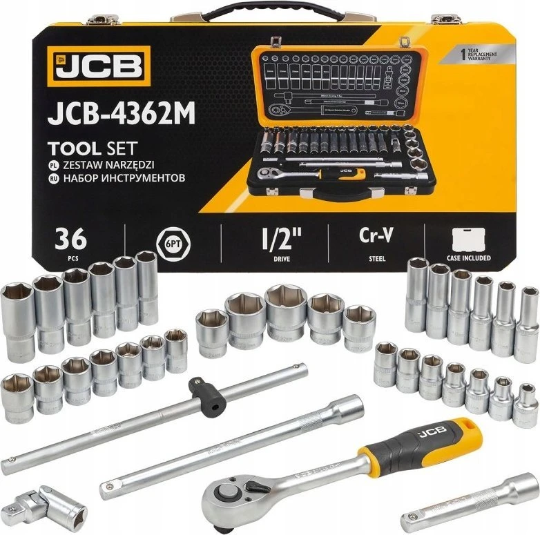 Įrankių komplektas JCB 4362M; 1/2''; 36 vnt.
