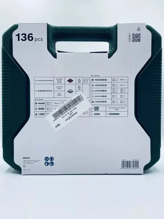 Grąžtų ir antgalių rinkinys „Bosch“. 136 vnt.
