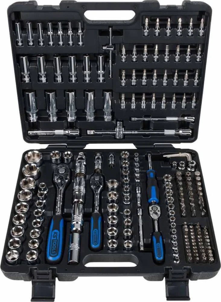 Galvučių komplektas CHROMEplus, 1/4+3/8+1/2'' 195 vnt.., KS Tools