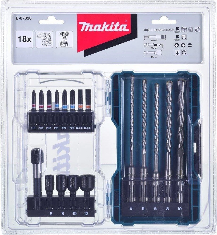 Grąžtas Makita E-07026 Sukimo antgalių komplektas 18 vnt.