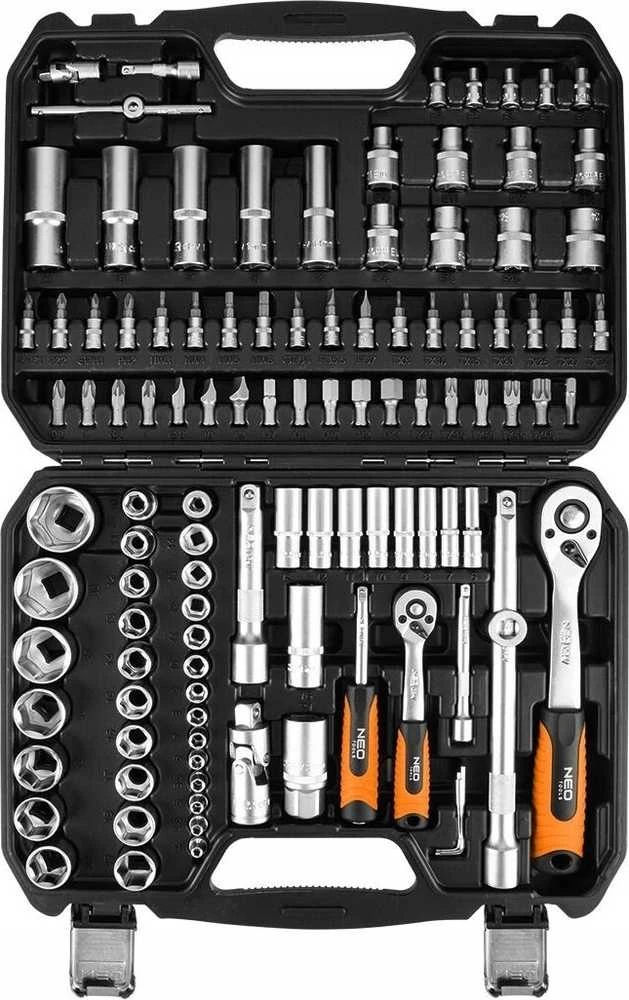 Neo 110 dalių raktų rinkinys 1/2", 1/4", satininis
