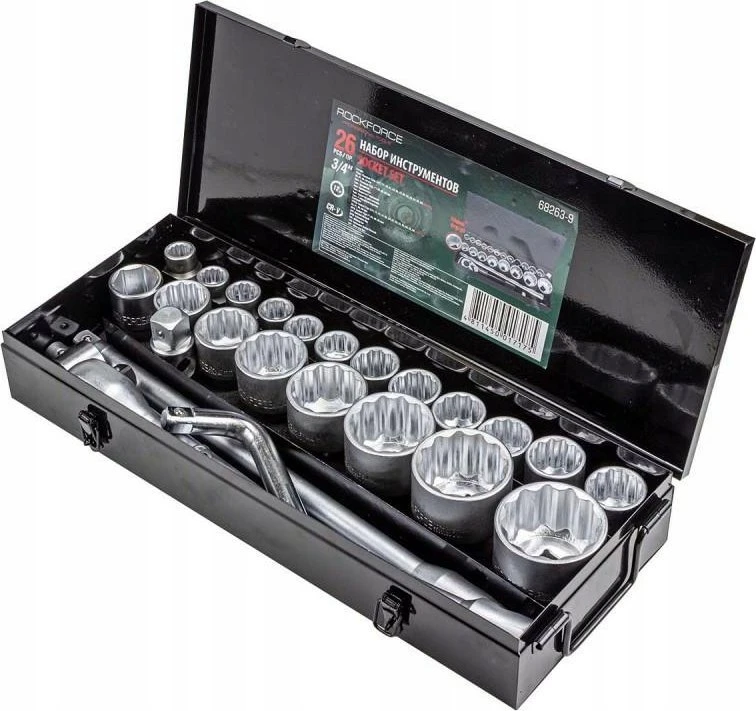 Įrankių rinkinys Rockforce ROCKFORCE Rinkinys KLUCZY NASADOWYCH 26el. 3/4'' 12KĄT.