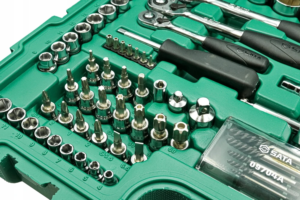SATA Rinkinys KLUCZY 124el 1/4" 3/8" 1/2"WALIZKA