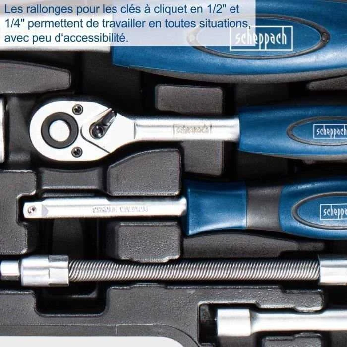 Rankinių įrankių rinkinys TB94 lagamine, 1/4"-1/2", 94 vnt., Scheppach