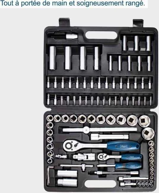 Rankinių įrankių rinkinys TB94 lagamine, 1/4"-1/2", 94 vnt., Scheppach