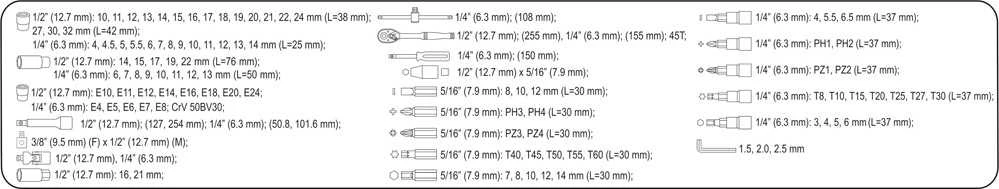 Įrankių rinkinys 58685 108vnt. Sthor | 1/2", 1/4"