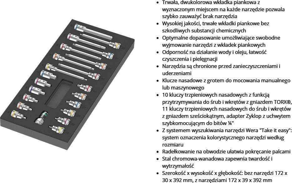Įrankių rinkinys Wera 9723 foam insert Zyklop B 3/8 bit socket set 1, 22 pieces, tool set (juodas/pilkas, in foam insert for workshop trolley)