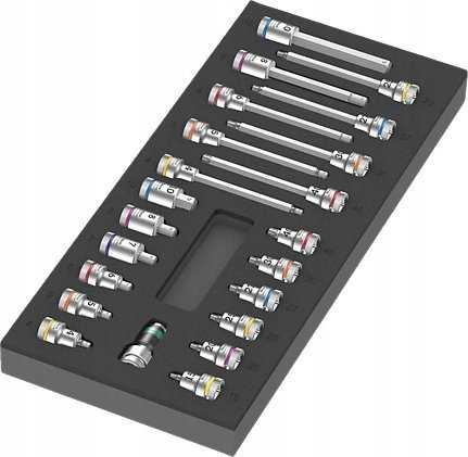 Įrankių rinkinys Wera 9723 foam insert Zyklop B 3/8 bit socket set 1, 22 pieces, tool set (juodas/pilkas, in foam insert for workshop trolley)