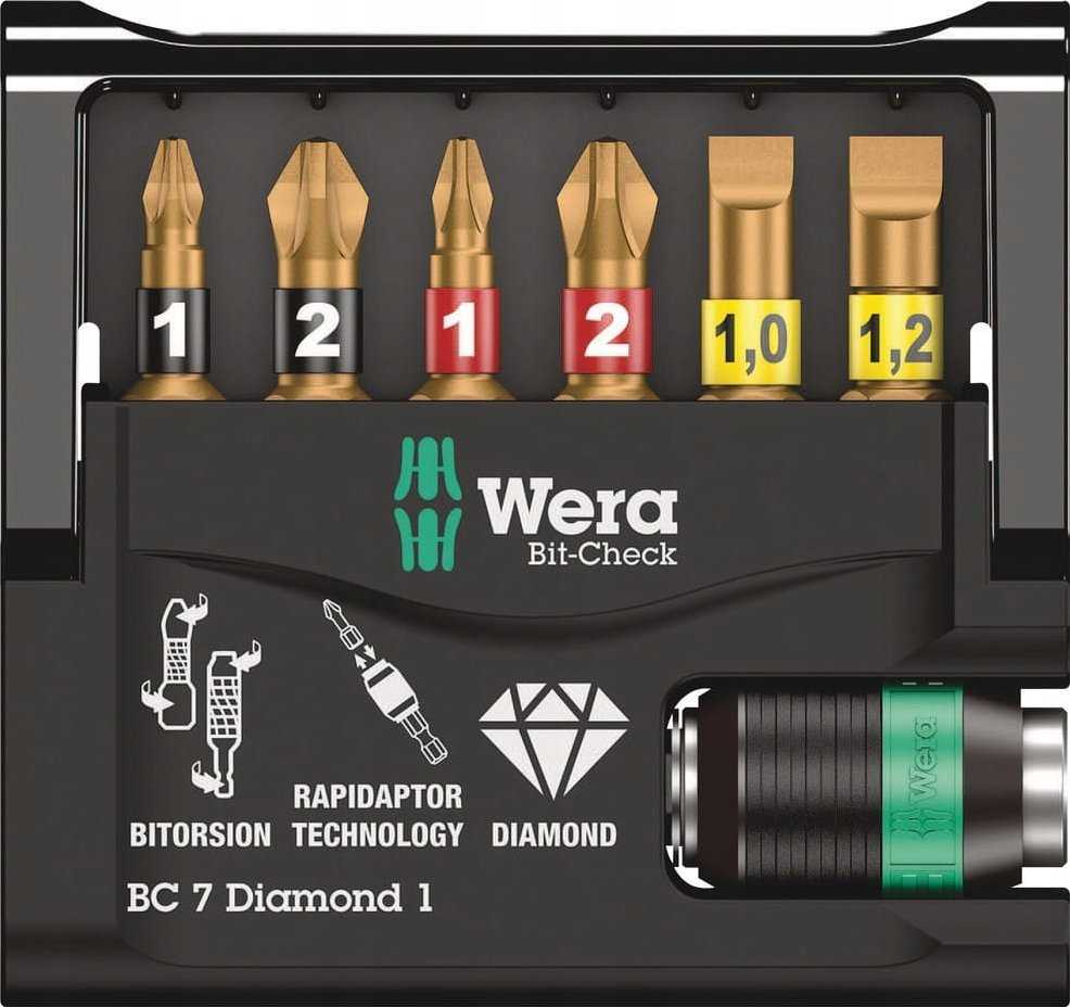 Įrankių rinkinys Wera Rinkinys BITÃW BIT-CHECK 7 DIAMOND 1 SB, NA BLISTRZE, 7 CZ