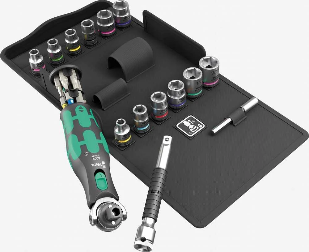Įrankių komplektas Wera 8009 Zyklop Pocket Set 4; 3/8''-1/4''; 27 vnt.