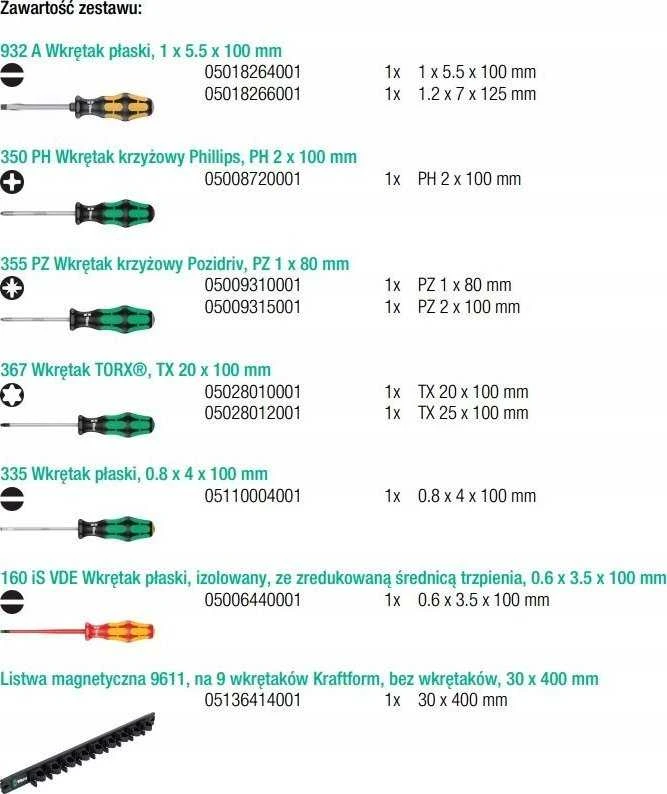 Rinkinys Wera įrankiai Wera 9650 magnetinė juostelė Kraftform atsuktuvų rinkinys, 9 vnt