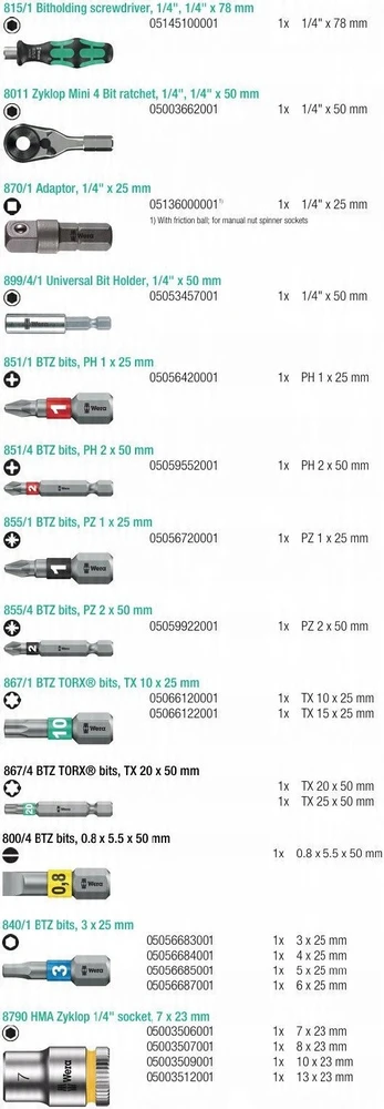 Grąžtas Wera Tool-Check Modular 1, 21 vnt.