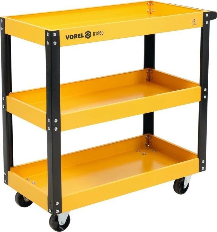 Vorel Vežimėlis įrankiams 3 lentynos, plieno, 120kg, metalinis, mobilus įrankių vežimėlis