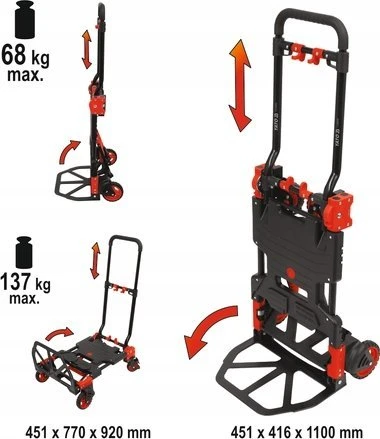 Įrankių vežimėlis Yato YATO sulankstomas Vežimėlis MAGAZYNOWY 2W1 137kg