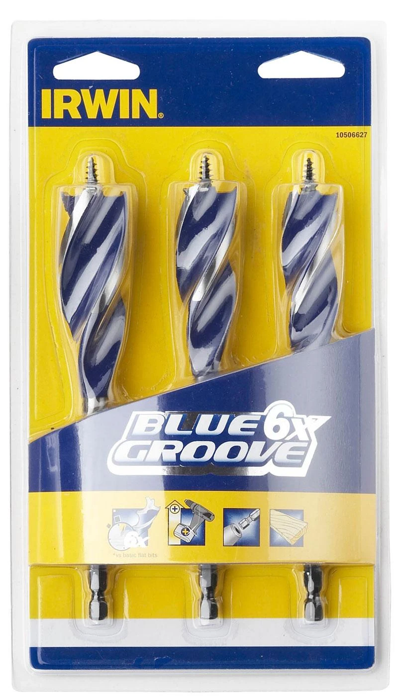 Grąžtas IRWIN grąžtai DO DREWNA KPL.3 vnt...... Mėlynas GROOVE 20, 22, 25mm
