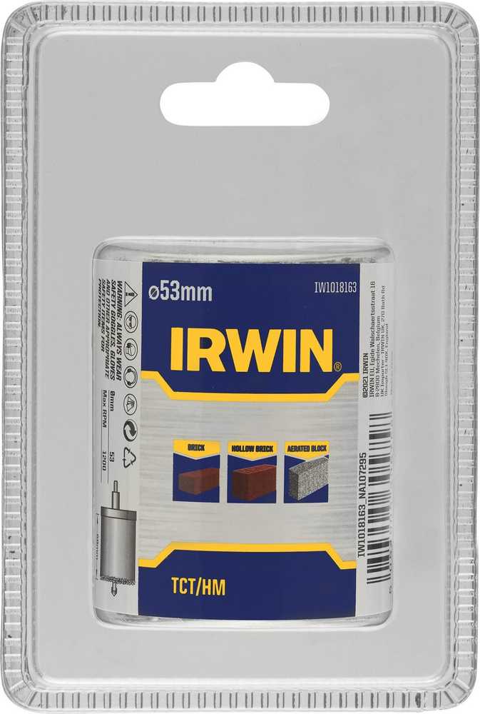 Irwin IRWIN Gręžimo karūna TCT/HM BEZ ADAPTERA 53mm do cegieł, pustaków i betonu komórkowego