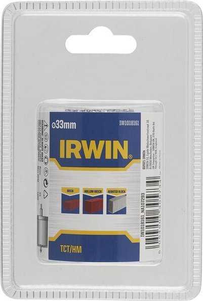 Irwin IRWIN Gręžimo karūna TCT/HM BE ADAPTERIO 33mm plytoms, tuščiaviduriams blokeliams ir akytam betonui