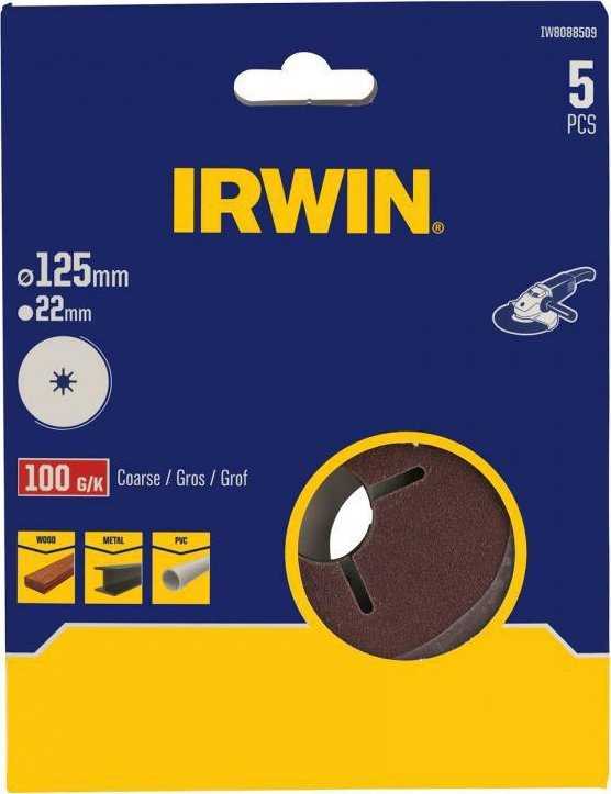 IRWIN FIBER DISKAS 125mm, skylė 22mm, P 60 /5vnt.