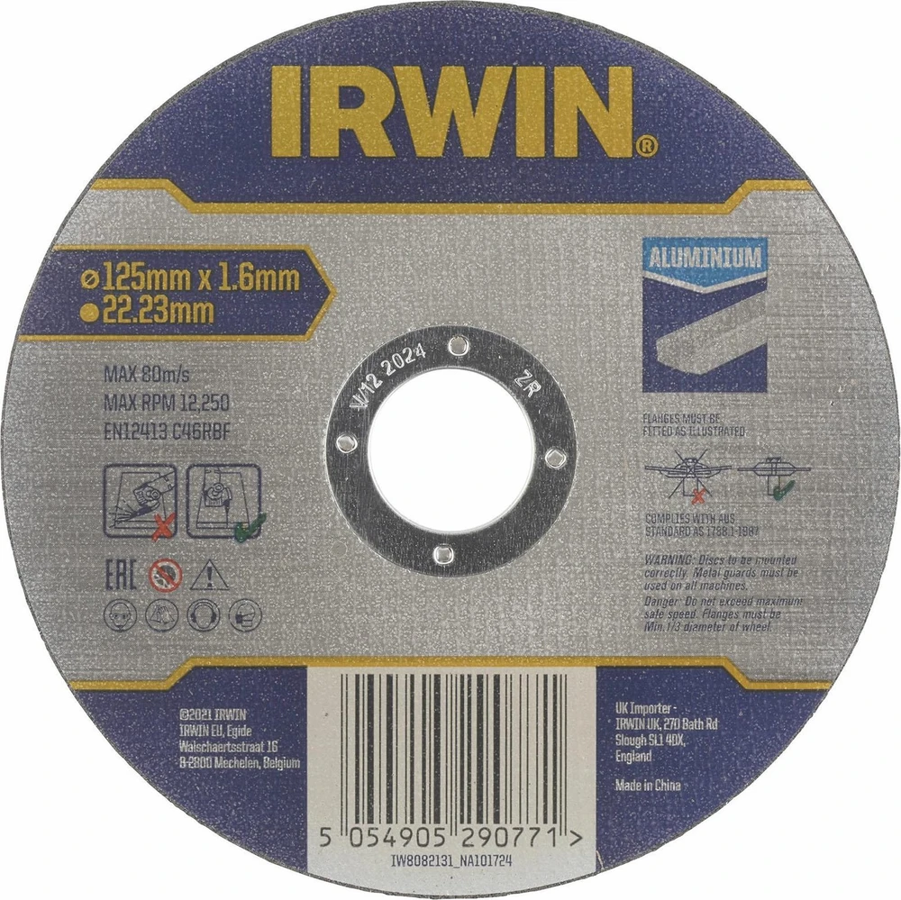 IRWIN PJOVIMO DISKAS ALIUMINIUI PLOKŠČIAS 125mm x 1,6mm x 22,23mm