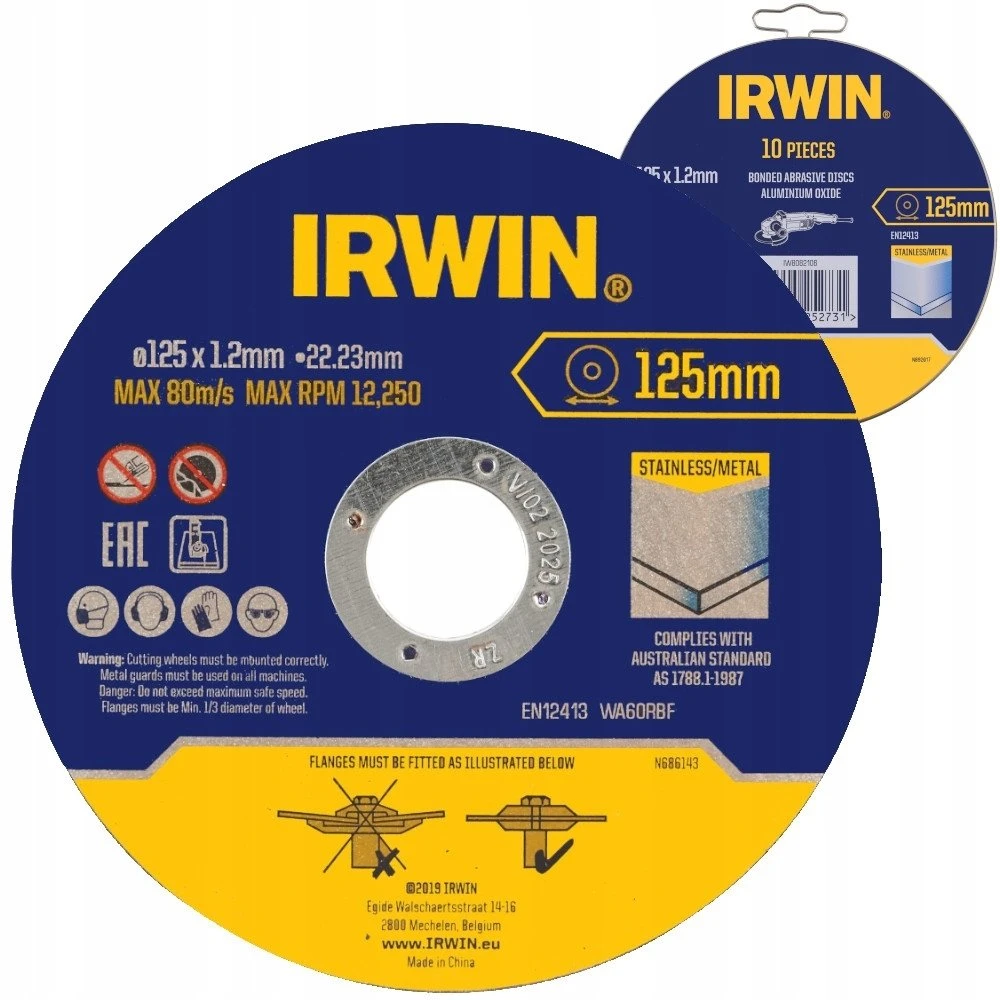 IRWIN PJOVIMO DISKAS METALUI PLOKŠČIAS 125mm x 1,2mm x 22,23mm /10vnt.