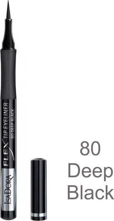 IsaDora Flex Tip Liquid Akių apvadas 80 Deep Juodas, 1 ml