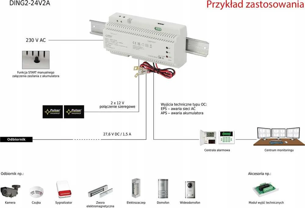 BUFERINIS IMPULSINIS MAITINIMO ADAPTERIS DING2-24V2A PULSAR