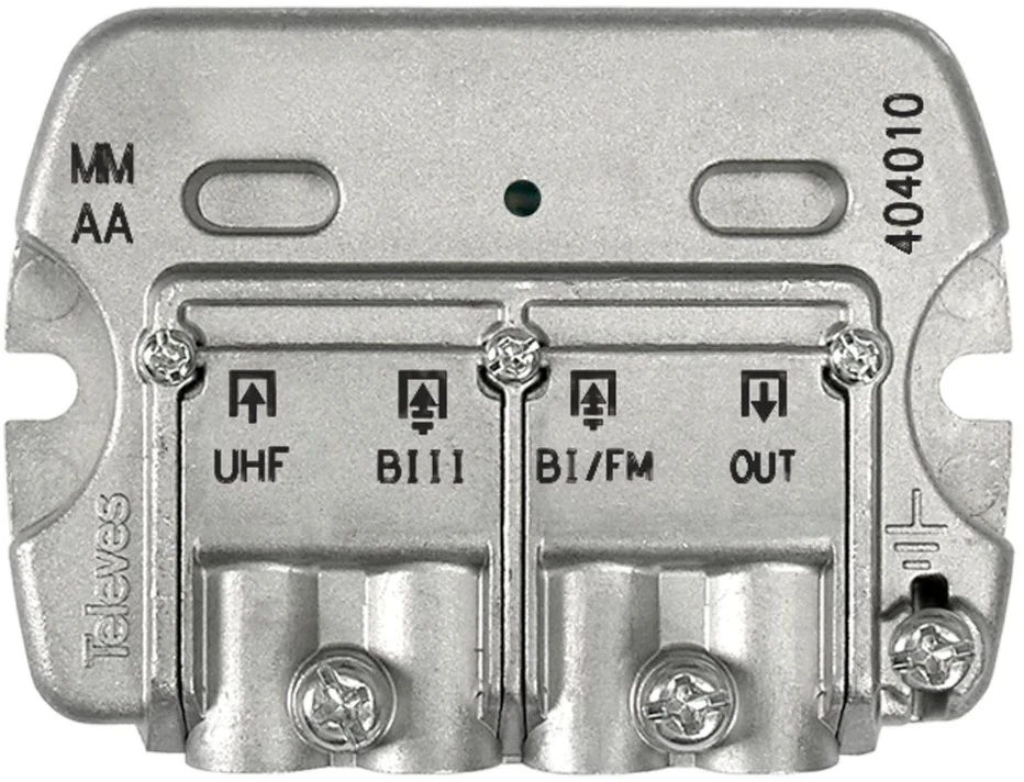 Televes T404010 stiebo filtras VHFI-ULA / VHFIII / UHF (nuo 470 MHz iki 790 MHz, DC)