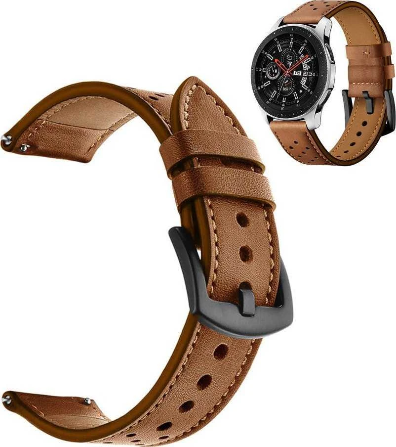Išmaniojo laikrodžio Amazfit BIP/GTS/GTR odinis dirželis, Rudos spalvos, 42mm