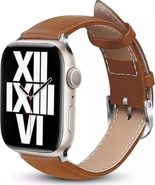 Crong Išmaniojo laikrodžio Apple odinis dirželis, Rudos spalvos, 42/44/45/49mm