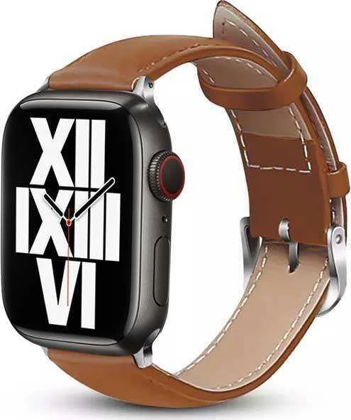 Crong Išmaniojo laikrodžio Apple odinis dirželis, Rudos spalvos, 42/44/45/49mm