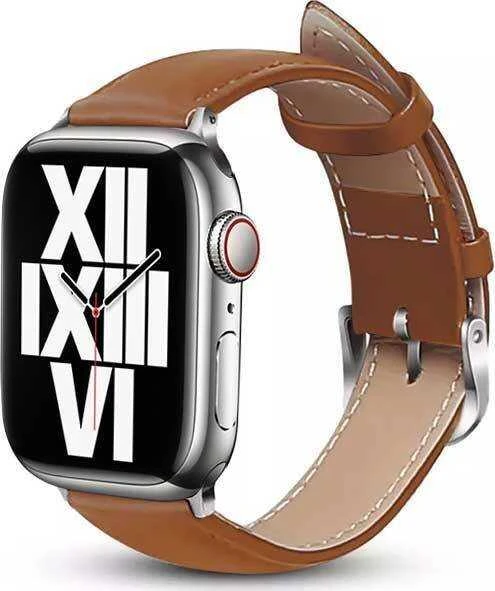 Crong Išmaniojo laikrodžio Apple odinis dirželis, Rudos spalvos, 42/44/45/49mm