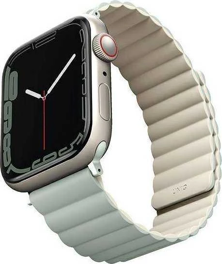 Uniq Išmaniojo laikrodžio Apple Watch 4/5/6/7/8/SE magnetinis/dvipusis dirželis, Smėlio/Žalsvos spalvos, 40/41mm