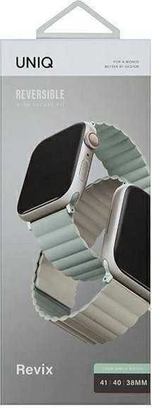 Uniq Išmaniojo laikrodžio Apple Watch 4/5/6/7/8/SE magnetinis/dvipusis dirželis, Smėlio/Žalsvos spalvos, 40/41mm