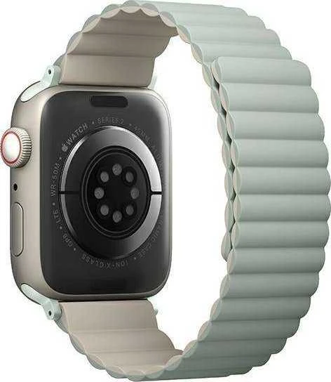 Uniq Išmaniojo laikrodžio Apple Watch 4/5/6/7/8/SE magnetinis/dvipusis dirželis, Smėlio/Žalsvos spalvos, 40/41mm