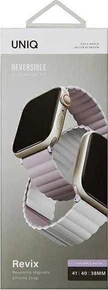 Uniq Išmaniojo laikrodžio Apple Watch 4/5/6/7/SE magnetinis/dvipusis dirželis, Rausvos/Baltos spalvos, 40/41mm