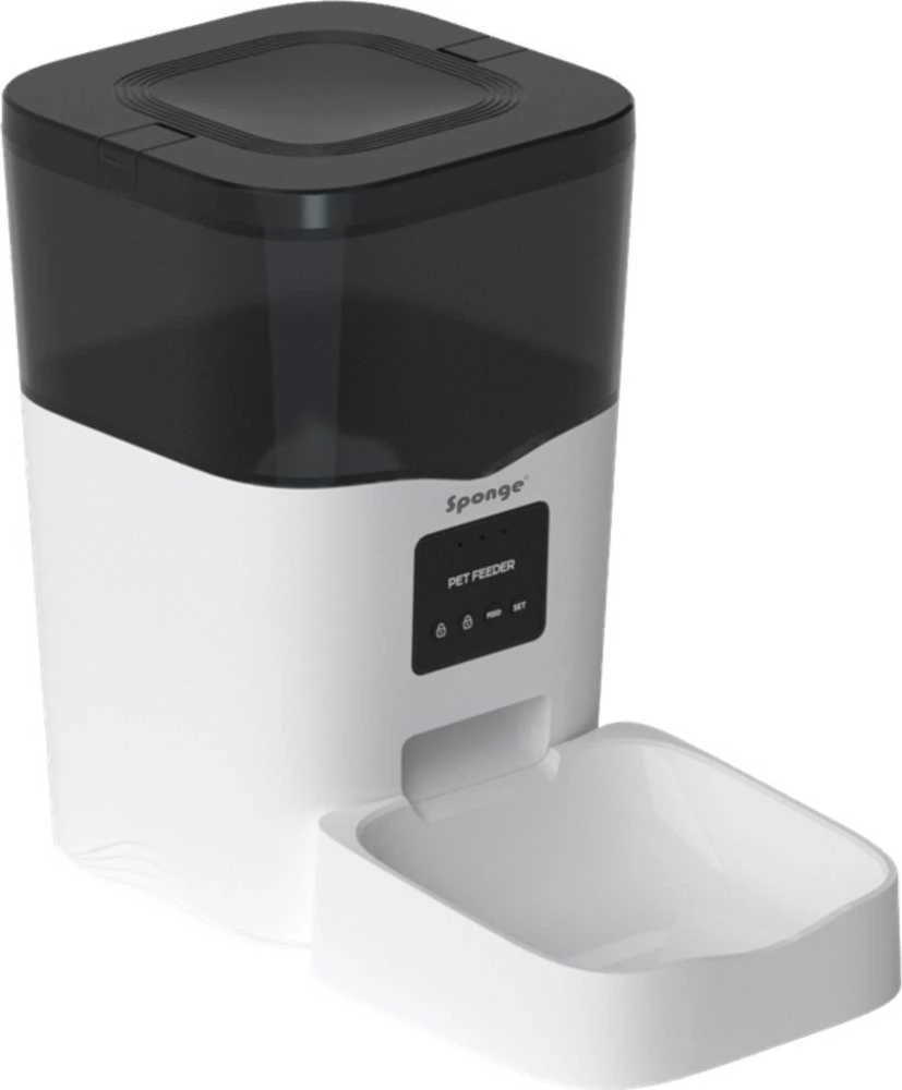 Išmanus maisto dozatorius Sponge Pet Feeder Smart, baltas/juodas