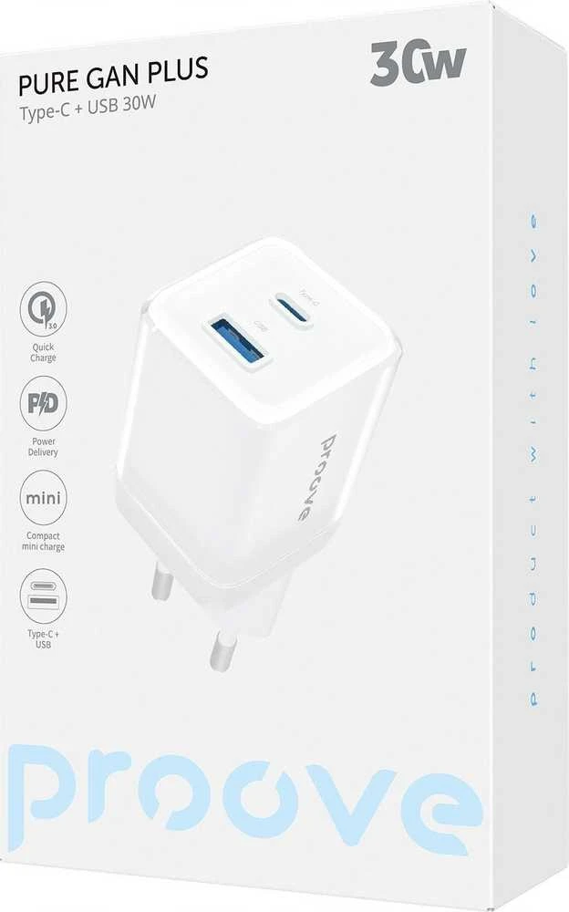 PROOVE Išmanusis tinklo lizdas Kištukas 30W USB-A + USB-C QC3.0 PD3.0 PROOVE / WCPU30111202 / Baltas