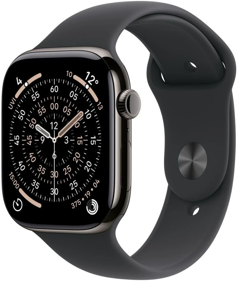 Išmanusis laikrodis Apple Watch 11 GPS + Cellular 46mm Slate Titanium Sport Band S/M Juodas (MFD14MP/A)