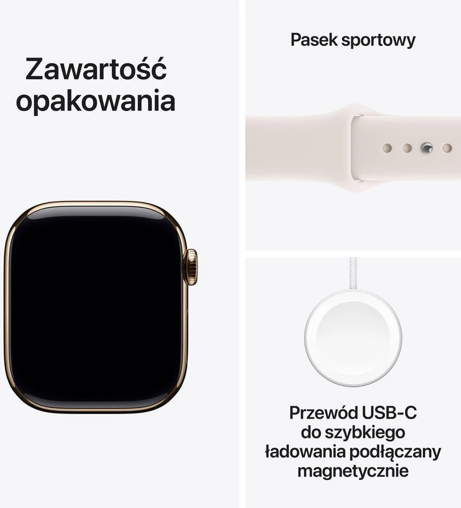 Išmanusis laikrodis Apple Watch 11 GPS + Cellular 42mm Gold Titanium Sport Band S/M Rožinė (MF8W4ZR/A)