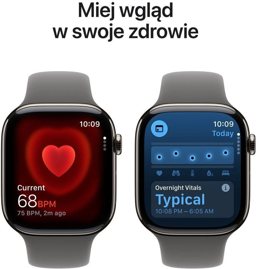 Išmanusis laikrodis Apple Watch series 11 gps + cellular, koperta 46 mm su tytanu w kolorze naturalnym, dirželis sportowy w kolorze górskiej szarości - dydis m/l