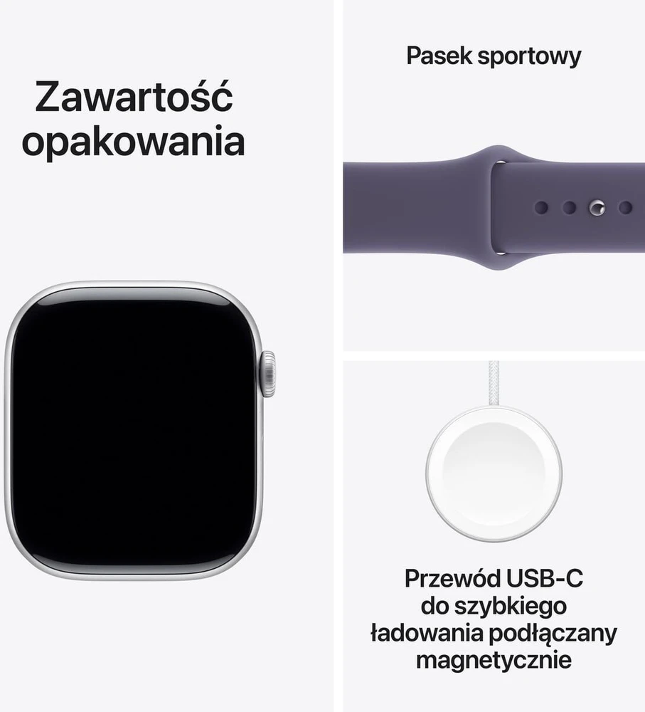Išmanusis laikrodis Apple Watch 11 GPS + Cellular 46mm Sidabrinis Alu Sport Band S/M Violetinė (MFCP4ZR/A)