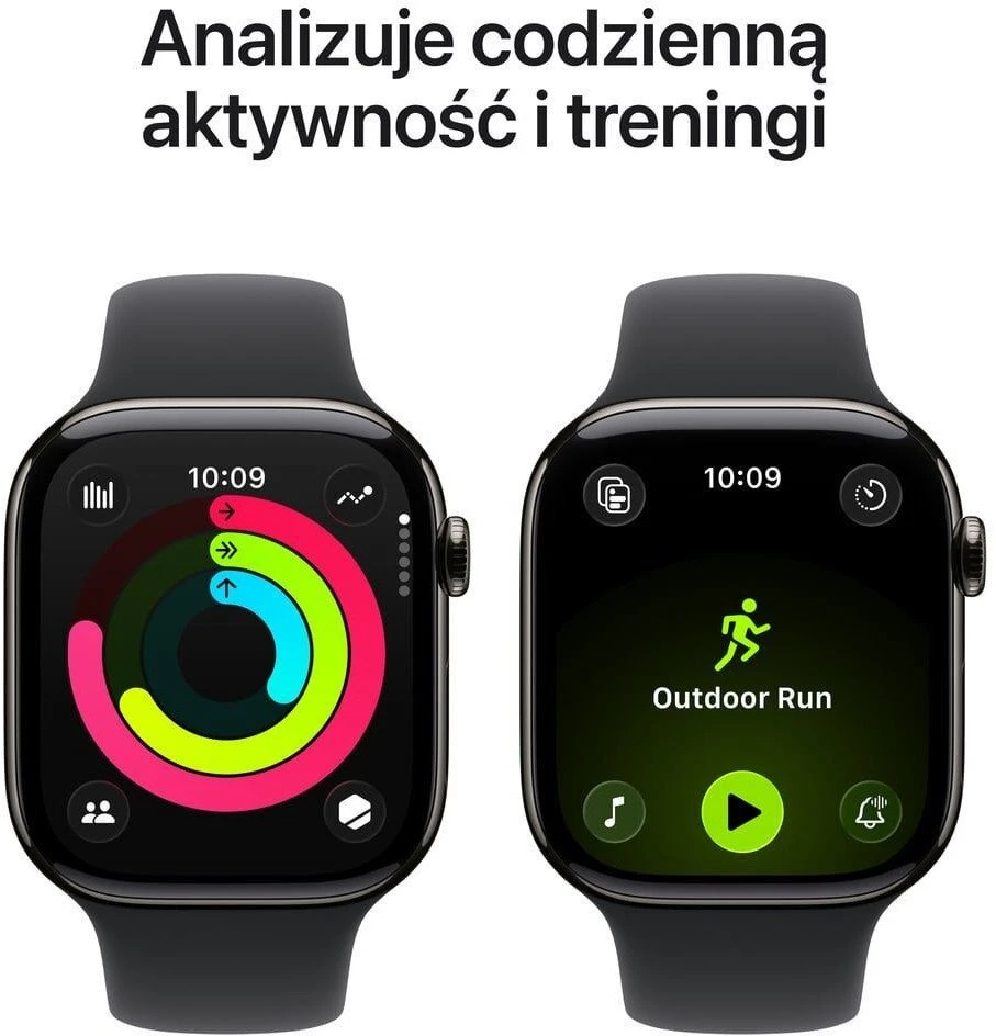 Išmanusis laikrodis „Apple Watch 11 GPS + Cellular“, 42 mm, titano spalvos sportinis dirželis, M/L, juodas (MF8T4ZR/A)