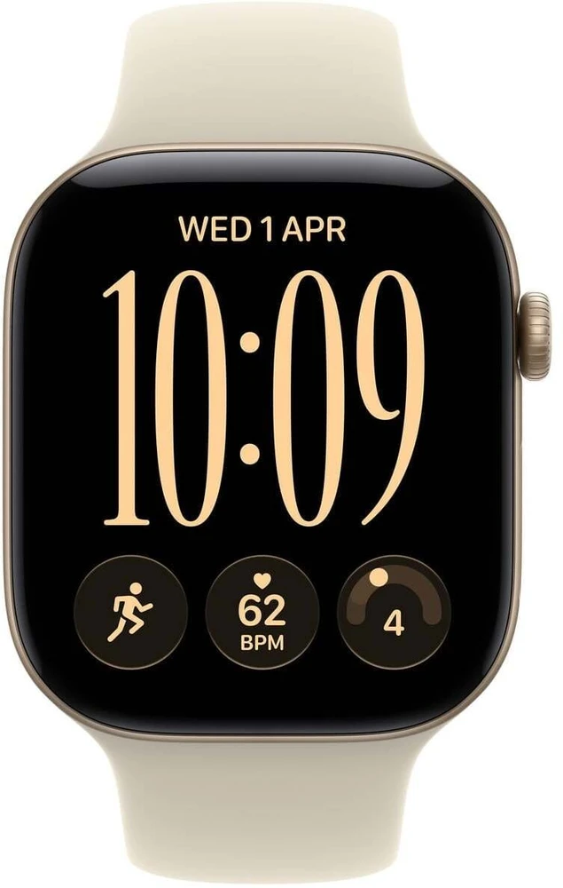 Išmanusis laikrodis Apple Watch Series 12 GPS 46 mm šviesaus aukso aliuminio korpusas su smėlio spalvos sportine apyranke – M/L – MJEP4ET/A