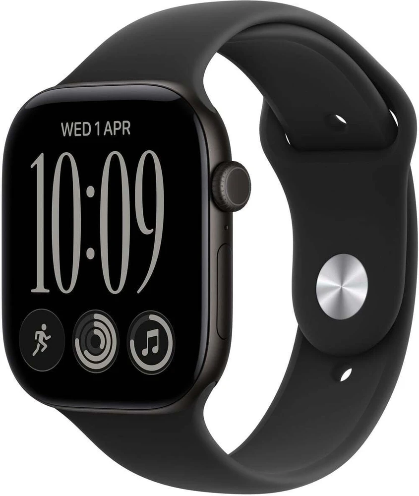 Išmanusis laikrodis Apple Watch seria 12 gps, koperta 46 mm su aliuminio (juodos spalvos), dirželis sportowy (juodos spalvos) - dydis s/m