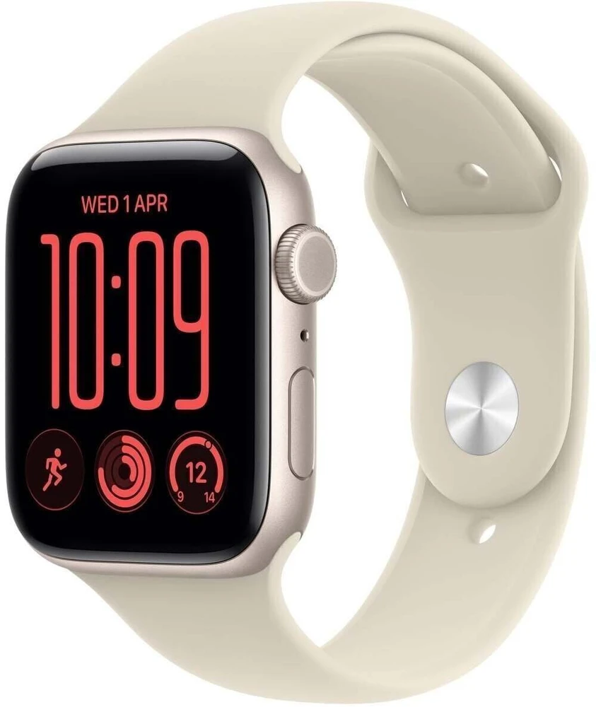 Išmanusis laikrodis Apple Watch SE 3 GPS + Cellular 40mm žvaigždžių šviesos aliuminio korpusas su smėlio spalvos sportine apyranke - S/M