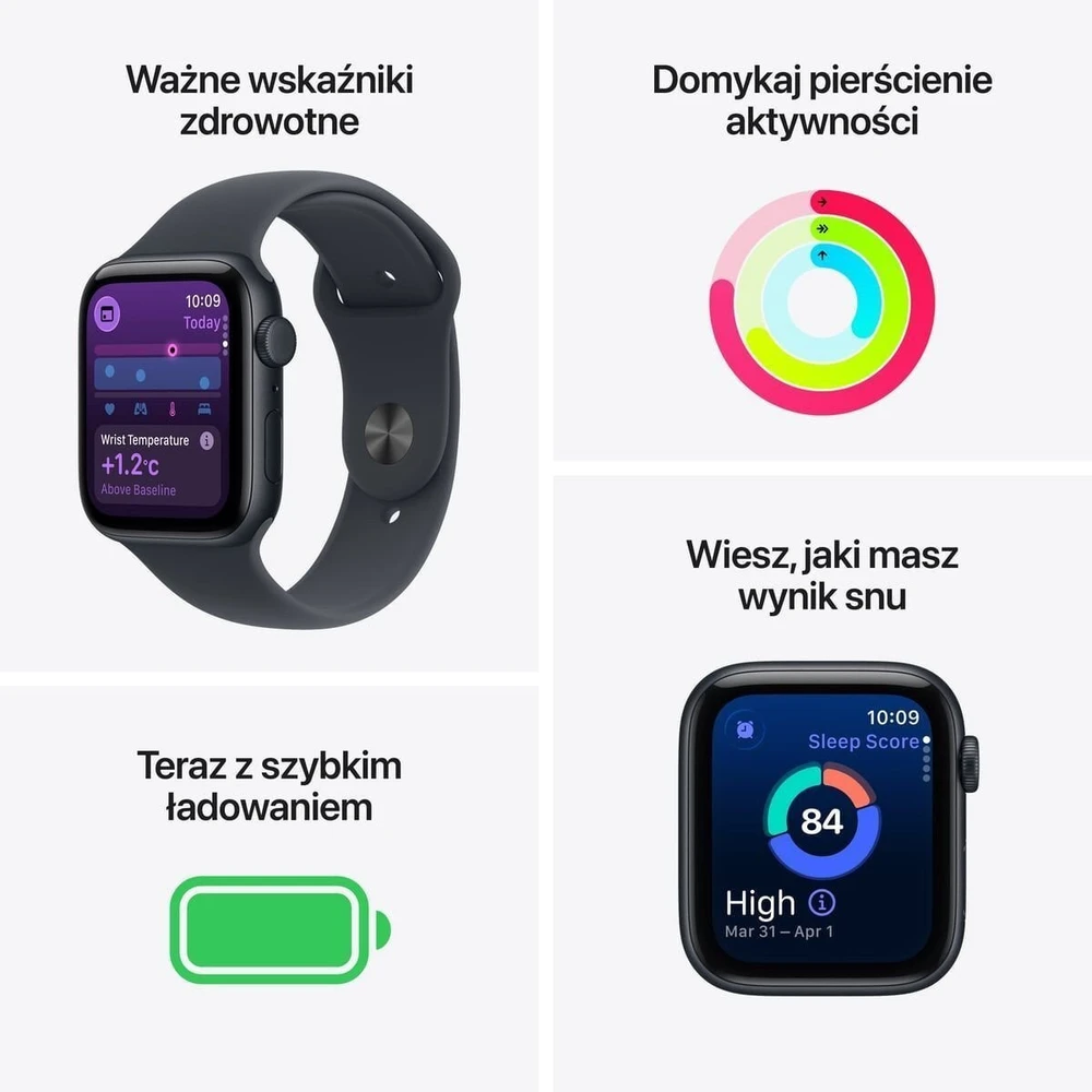 Išmanusis laikrodis Apple Watch SE 3 GPS 44mm Midnight Aliuminio Case with Midnight Sport Band – M/L MEHQ4RK/A