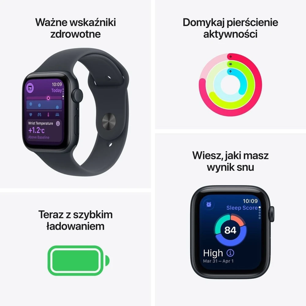 Išmanusis laikrodis Apple Watch SE 3 GPS + Cellular 44mm Midnight Alu Sport S/M Granatowy (MEPH4MP/A)