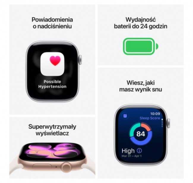 Išmanusis laikrodis „Apple Watch Series 11 GPS“ 46 mm sidabrinio aliuminio korpusas su violetiniu rūko spalvos sportiniu dirželiu – M/L