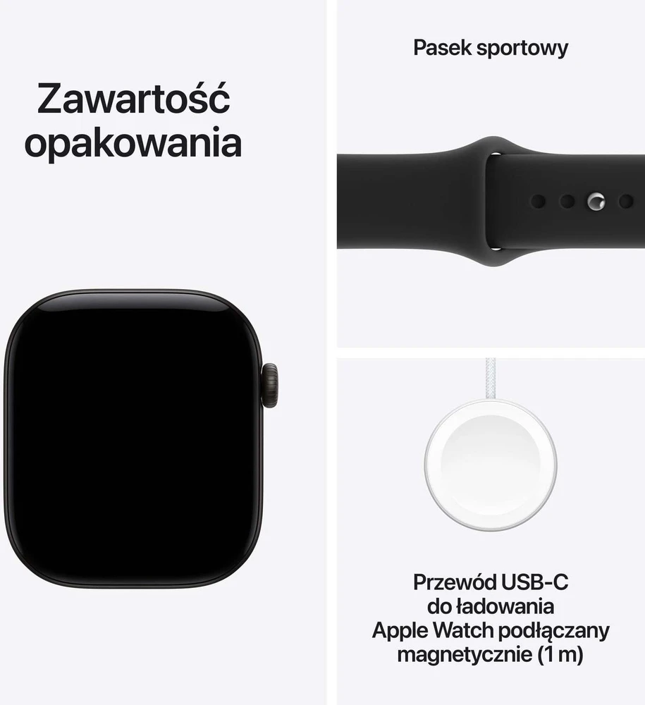Išmanusis laikrodis Apple Watch Series 12 GPS 42 mm juodo aliuminio korpusas su juodu sportiniu dirželiu – S/M – MJEA4ET/A