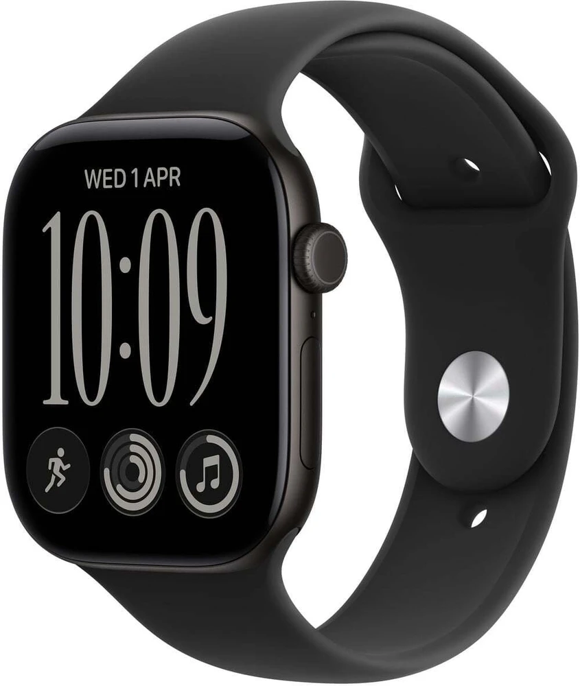 Išmanusis laikrodis Apple Watch Series 12 GPS 42 mm juodo aliuminio korpusas su juodu sportiniu dirželiu – S/M – MJEA4ET/A
